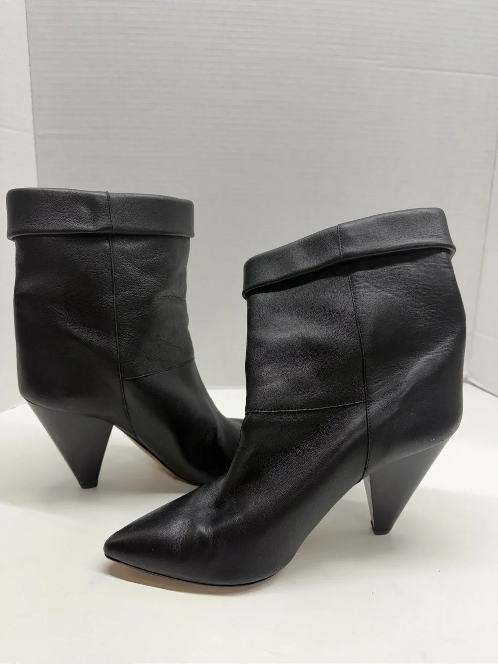 Isabel Marant Dalby Ankle Boots Pointed Toe Leather Pull On Black Size 39 / 9